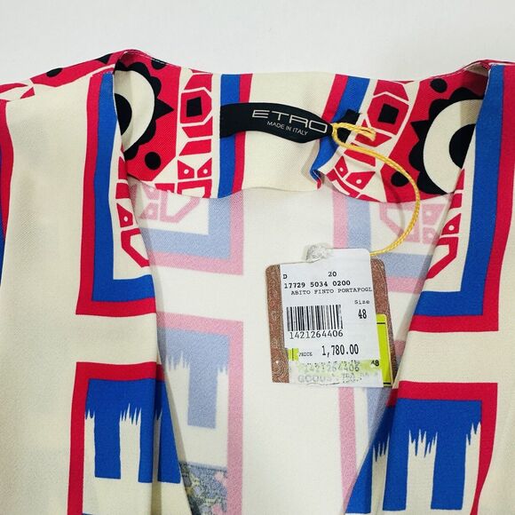 ETRO Women 48 US/12 Knee Length Dress Tribal Multi Color Print Size NWT $1,780 - Picture 12 of 13